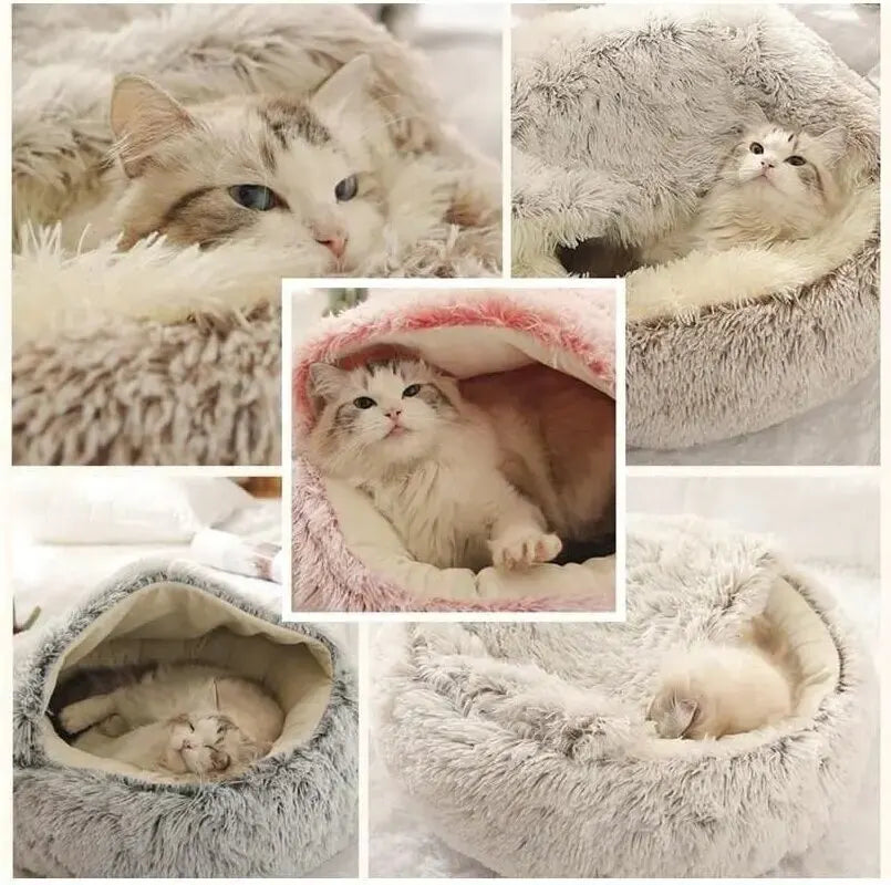 Plush Hooded Dog or Cat Bed