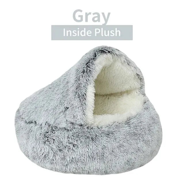 Plush Hooded Dog or Cat Bed