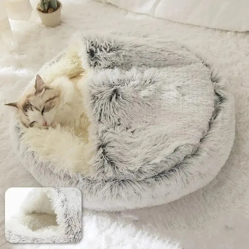 Plush Hooded Dog or Cat Bed