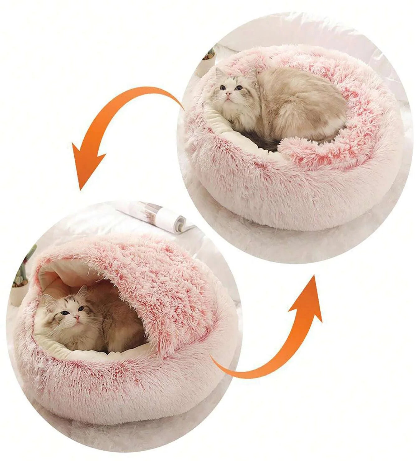 Plush Hooded Dog or Cat Bed