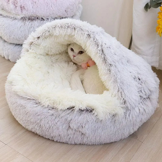 Plush Hooded Dog or Cat Bed