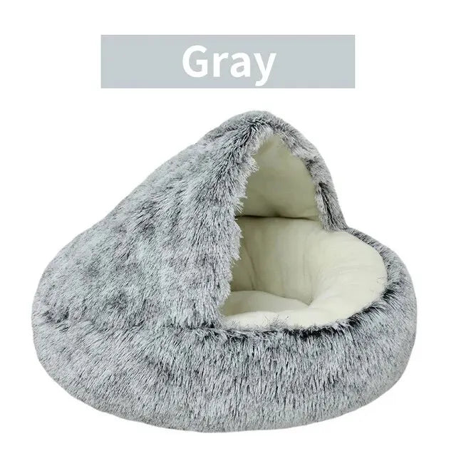 Plush Hooded Dog or Cat Bed