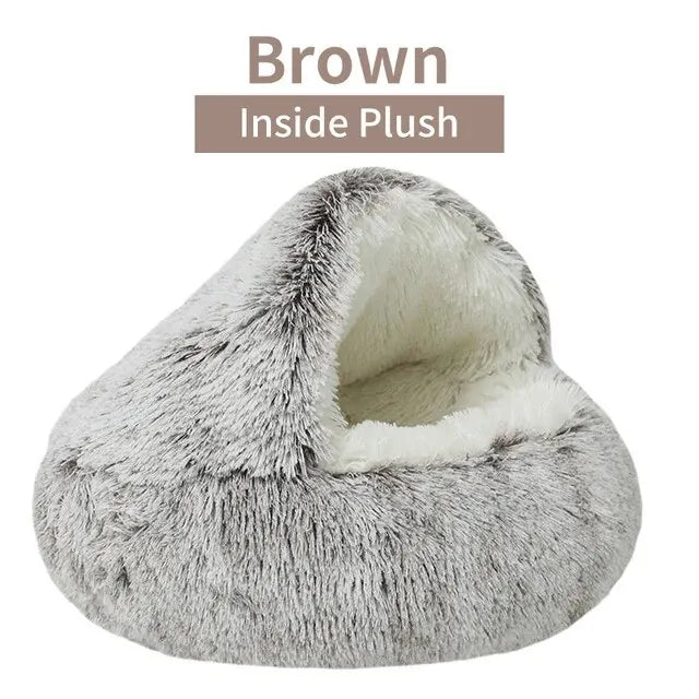 Plush Hooded Dog or Cat Bed