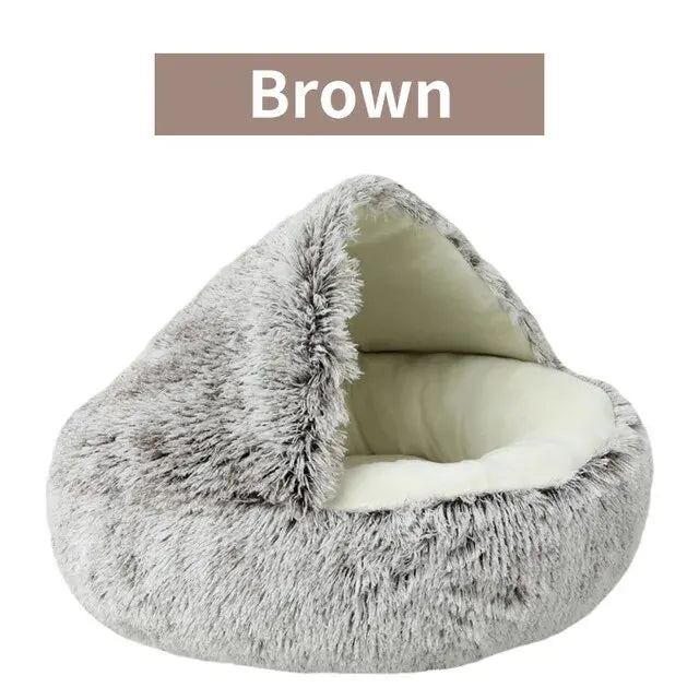 Plush Hooded Dog or Cat Bed