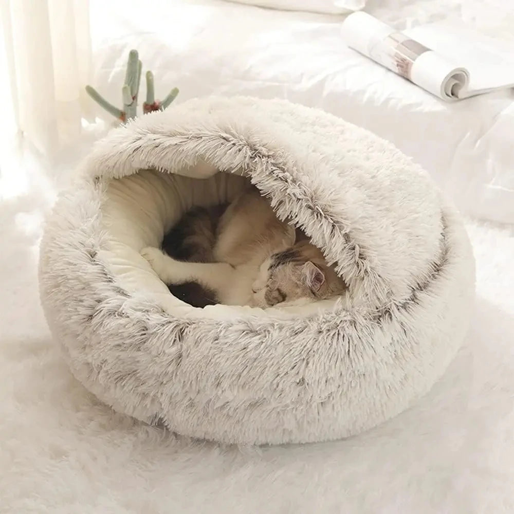 Plush Hooded Dog or Cat Bed